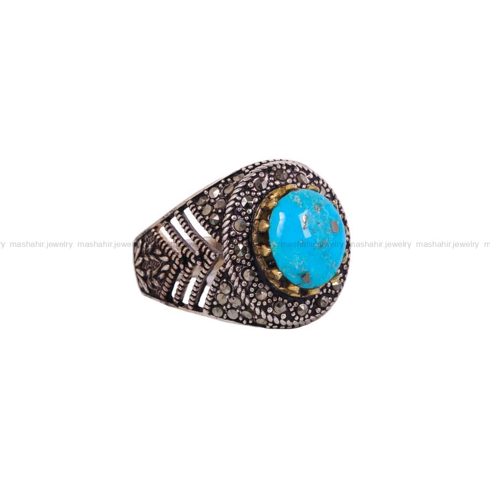 انگشتر فیروزه شجری مردانه کد 6326