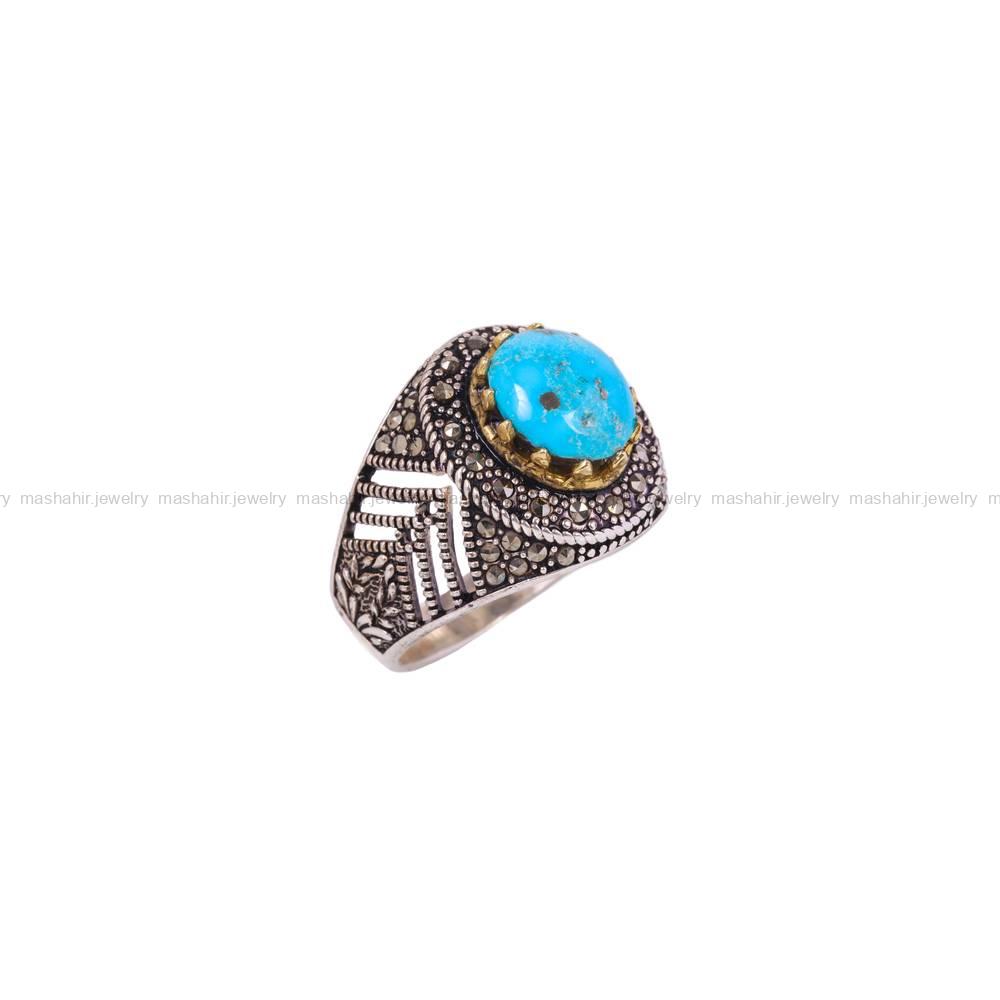 انگشتر فیروزه شجری مردانه کد 6326