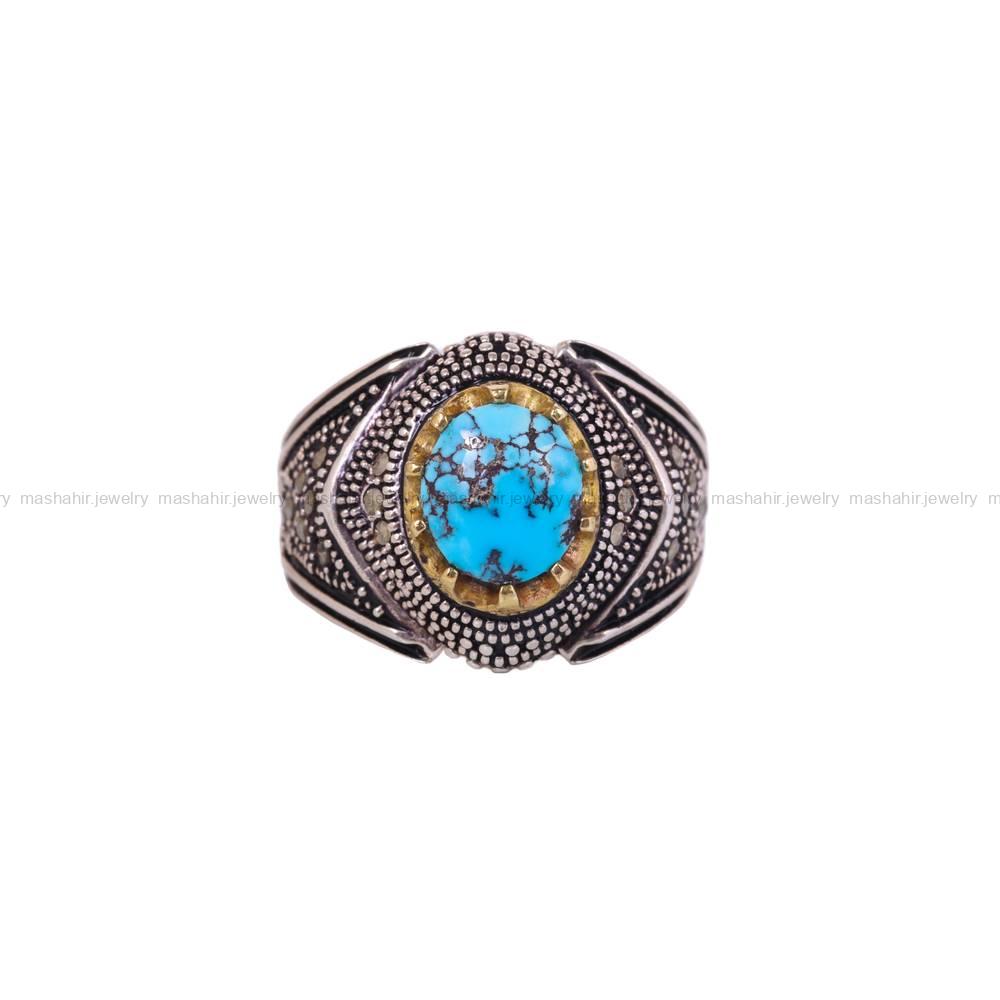 انگشتر فیروزه شجری مردانه کد 6330