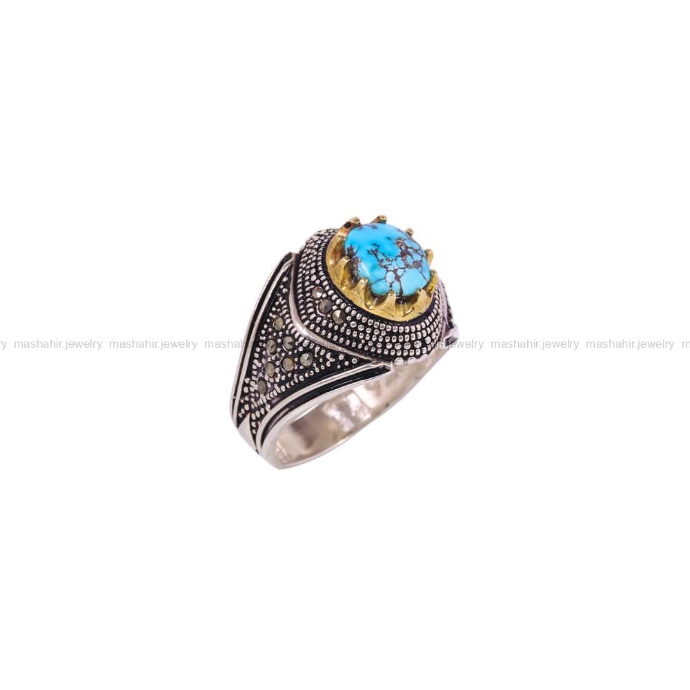 انگشتر فیروزه شجری مردانه کد 6330
