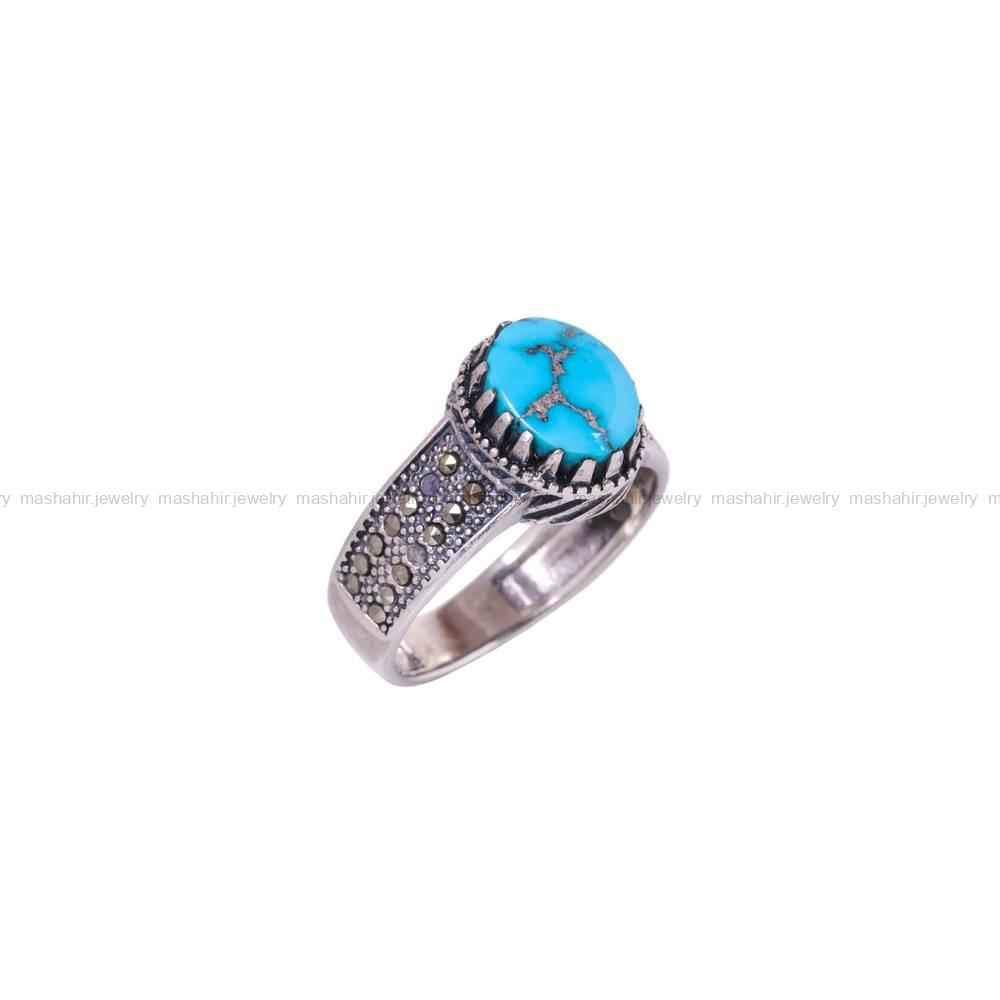 انگشتر فیروزه شجری مردانه کد 6336