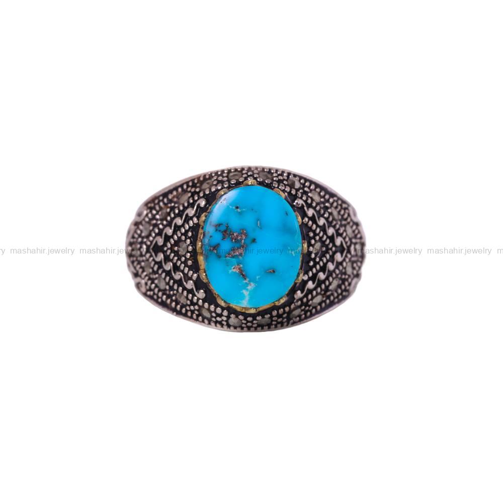 انگشتر فیروزه شجری مردانه کد 6357