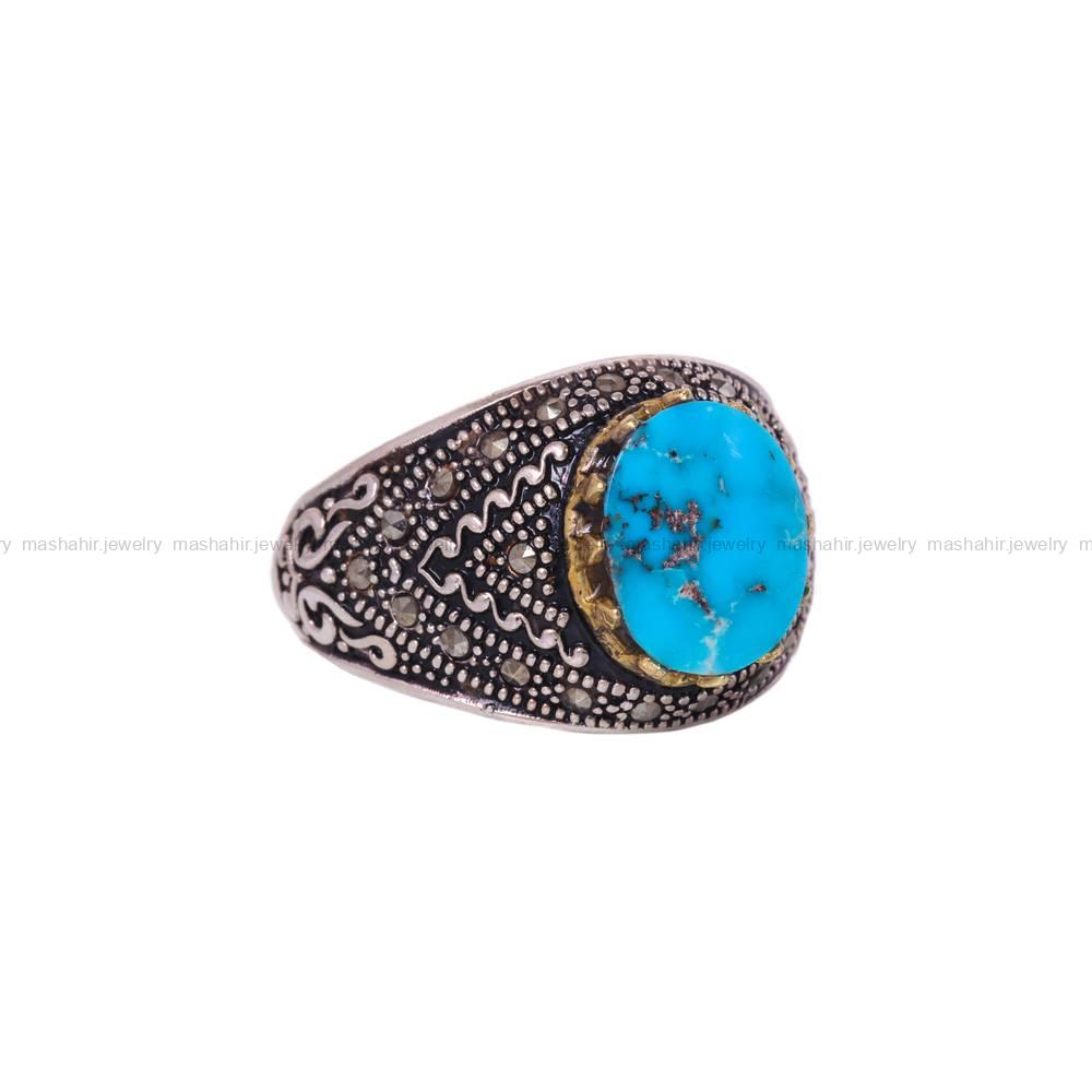انگشتر فیروزه شجری مردانه کد 6357
