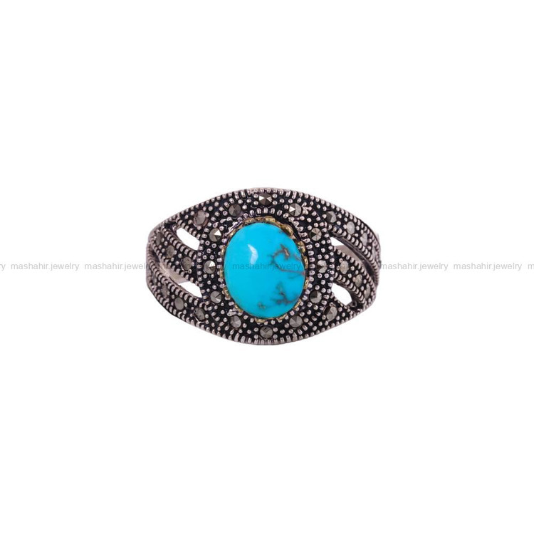 انگشتر فیروزه شجری مردانه کد 6369