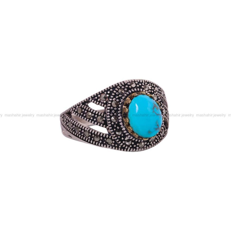 انگشتر فیروزه شجری مردانه کد 6369