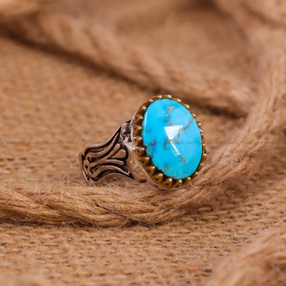 انگشتر فیروزه شجری مردانه کد 6383