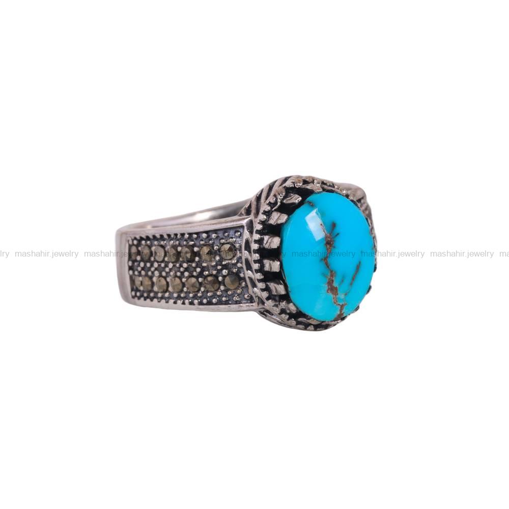 انگشتر فیروزه شجری مردانه کد 6480