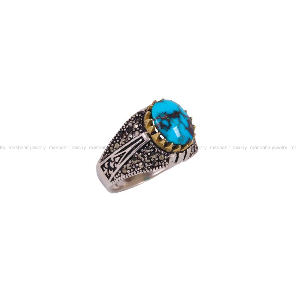 انگشتر فیروزه شجری مردانه کد 6489