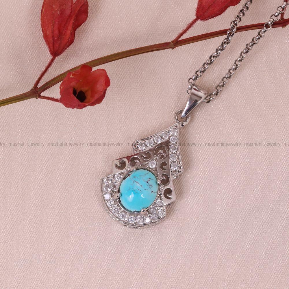 گردنبند فیروزه زنانه کد 6635
