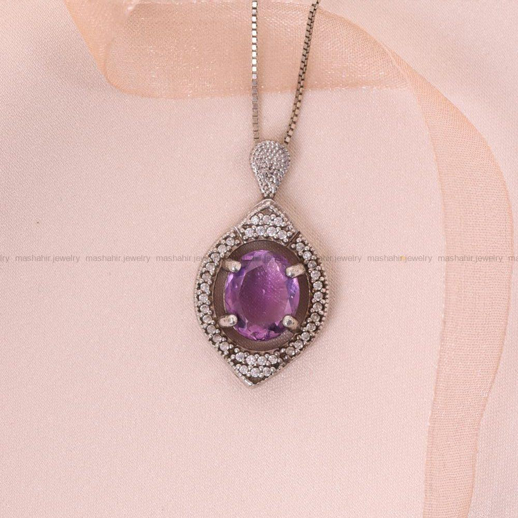 گردنبند آمیتیست زنانه کد 6656