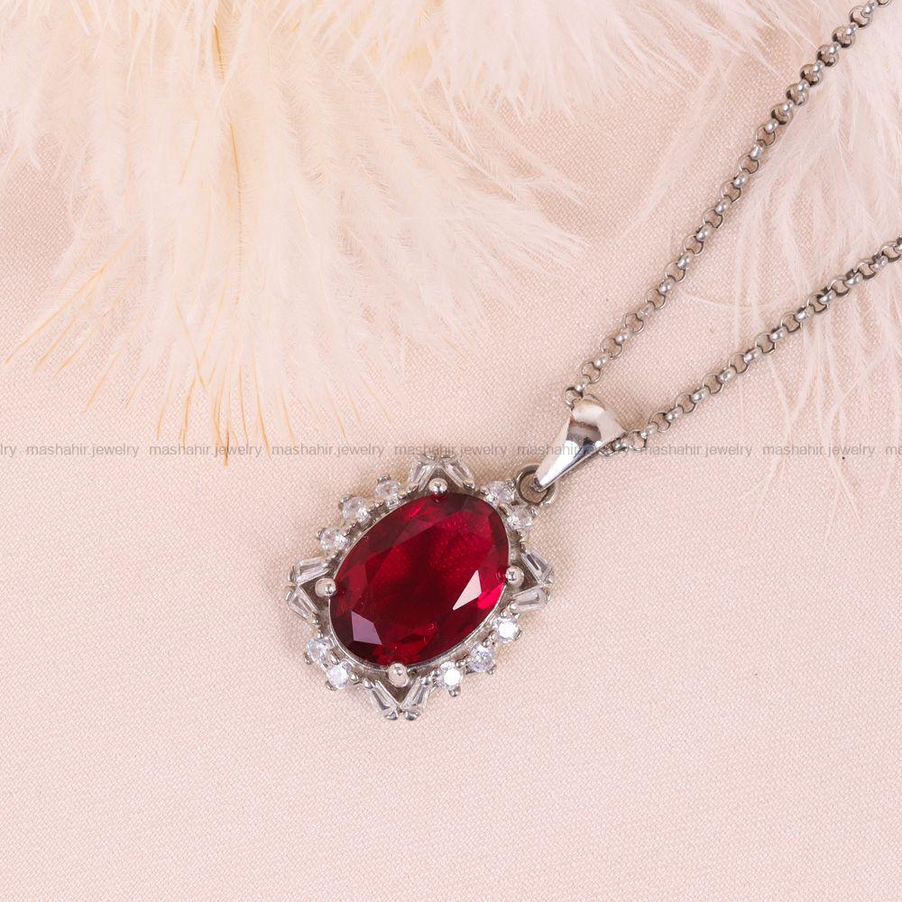 گردنبند طرح یاقوت زنانه کد 6664