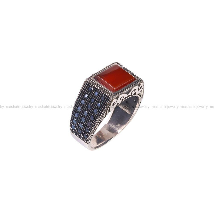 انگشتر عقیق مردانه کد 6795