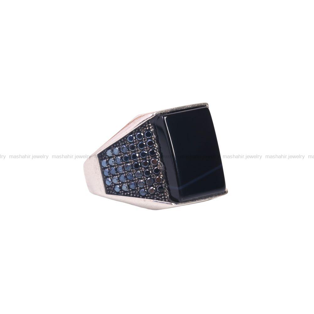 انگشتر عقیق مشکی مردانه کد 6802