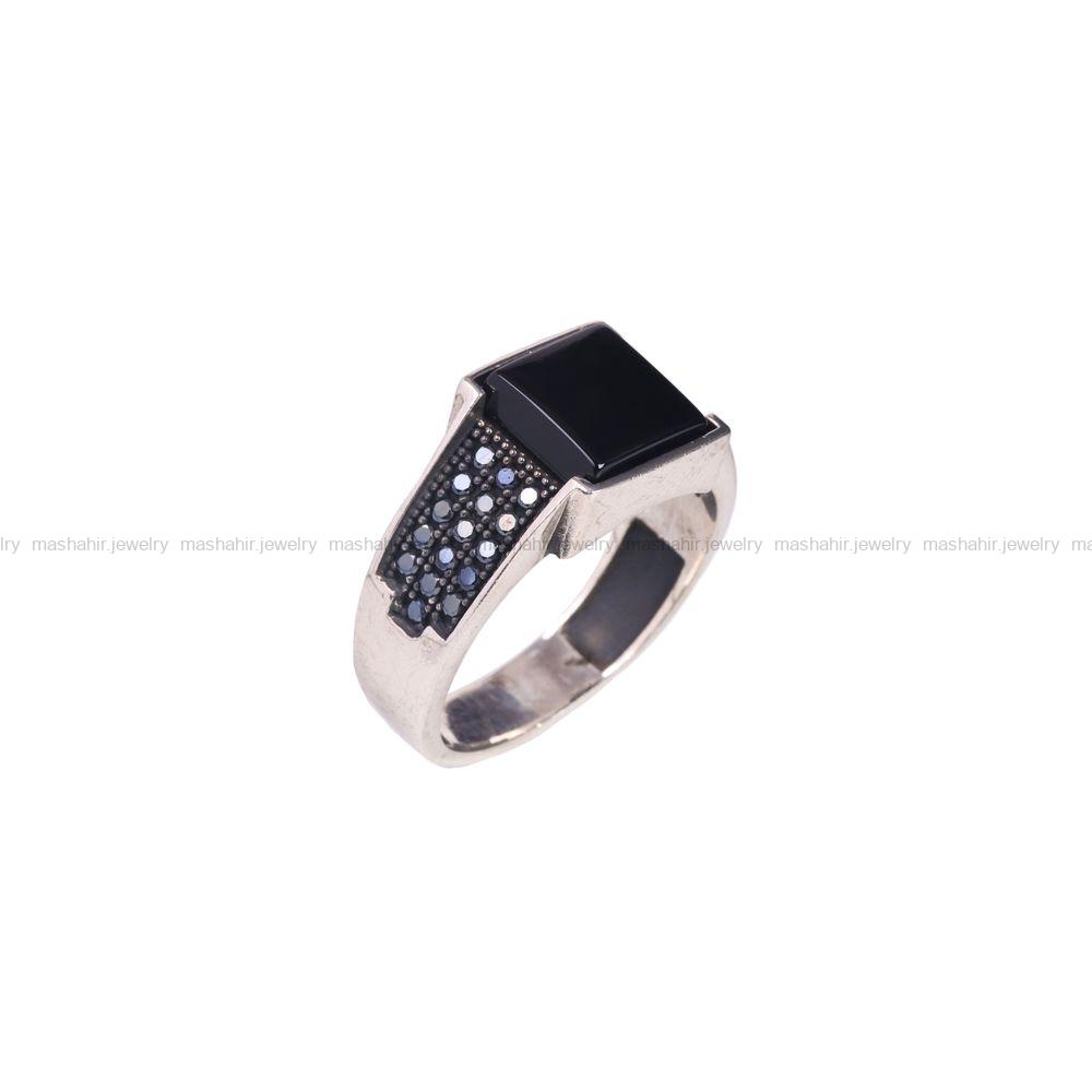 انگشتر عقیق مشکی مردانه کد 6805