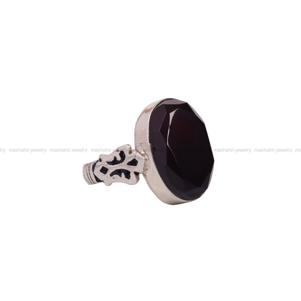 انگشتر عقیق مشکی مردانه کد 6821
