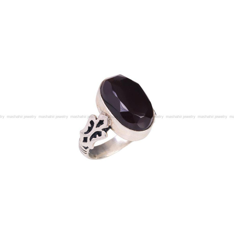 انگشتر عقیق مشکی مردانه کد 6822