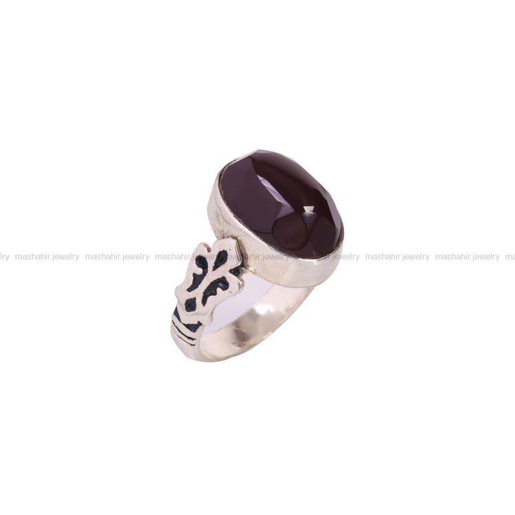 انگشتر عقیق مشکی مردانه کد 6825