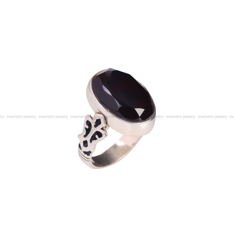 انگشتر عقیق مشکی مردانه کد 6826