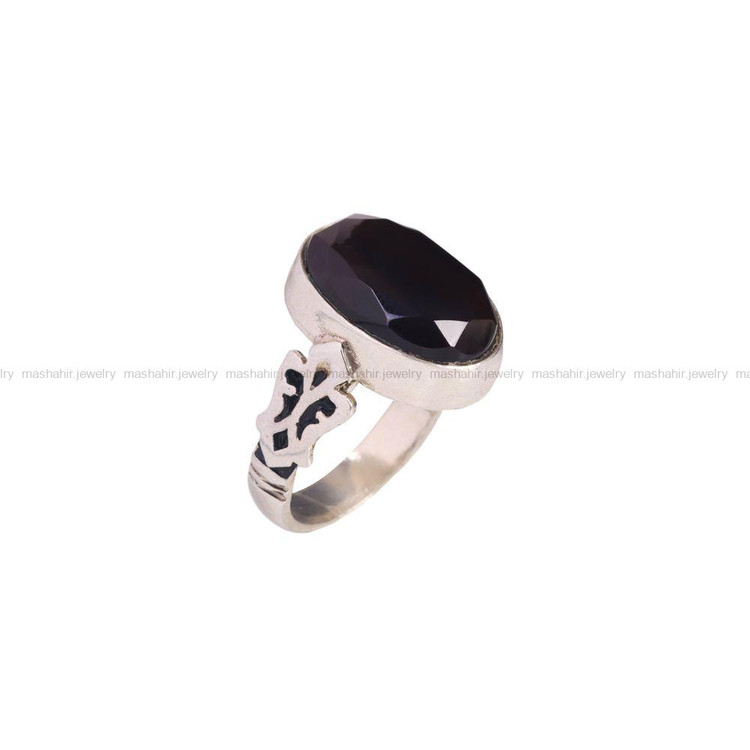 انگشتر عقیق مشکی مردانه کد 6827