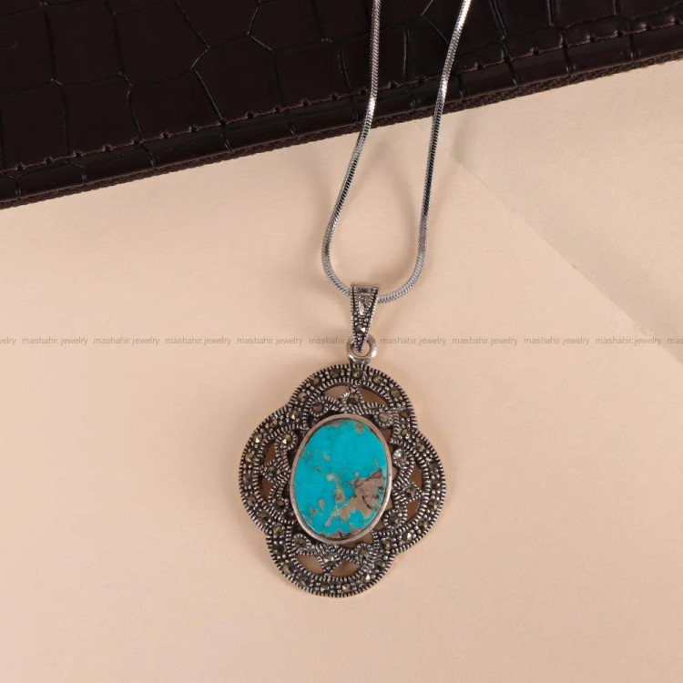 گردنبند فیروزه زنانه کد 2110