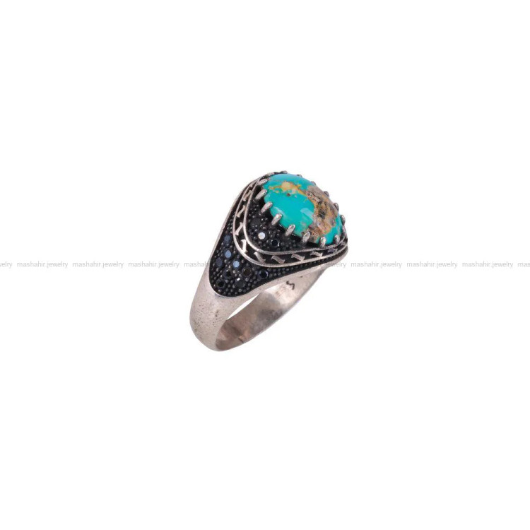 انگشتر فیروزه شجری مردانه کد 2651