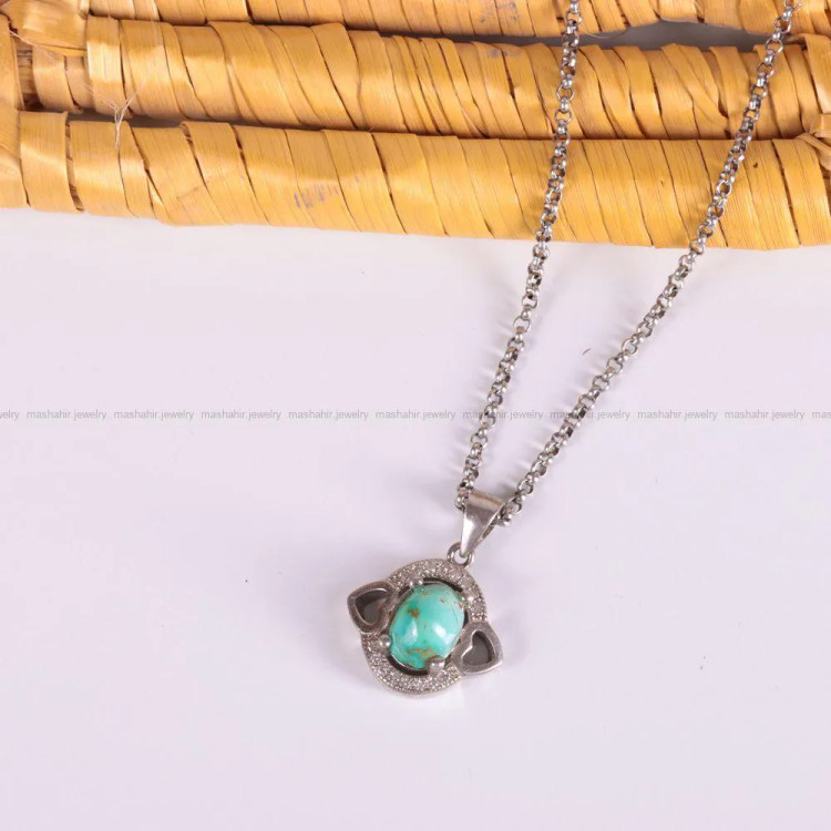 گردنبند فیروزه زنانه کد 2566