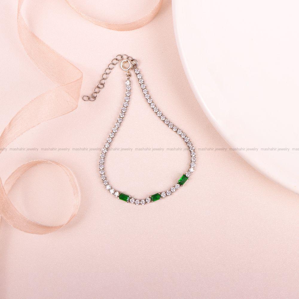 دستبند طرح زمرد زنانه کد 8234