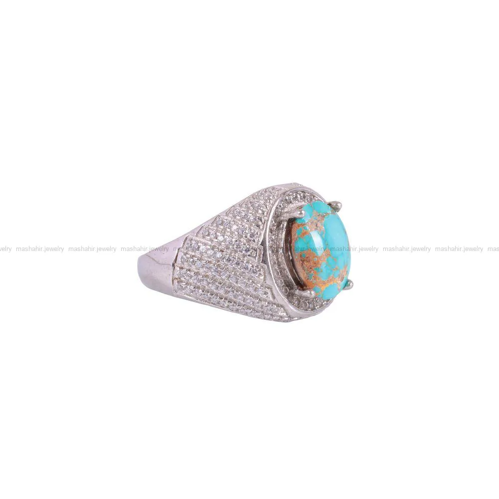 انگشتر فیروزه شجری مردانه کد 2708