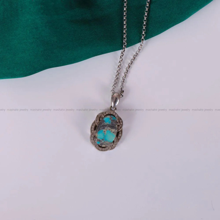 گردنبند فیروزه زنانه کد 2391