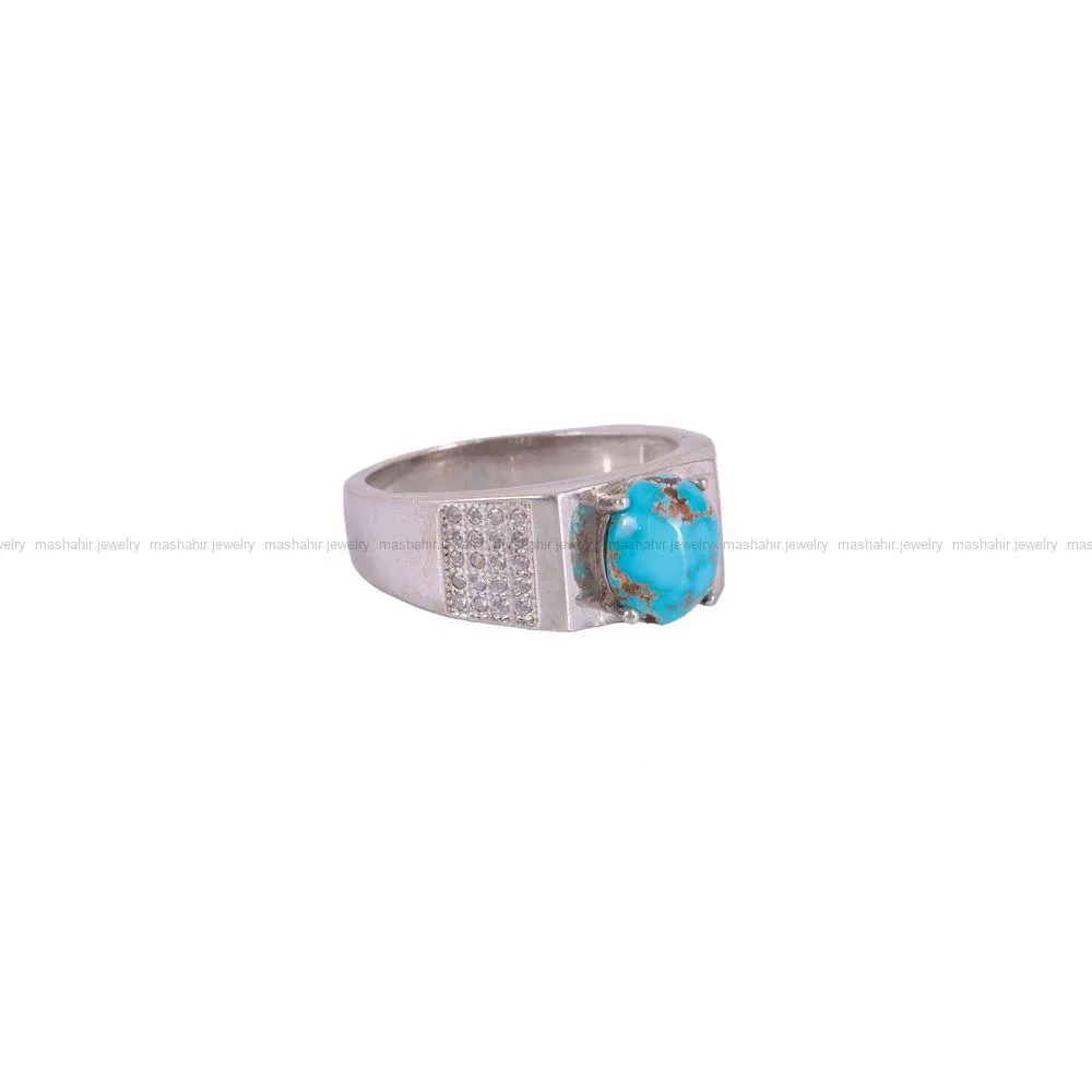 انگشتر فیروزه شجری مردانه کد 2714