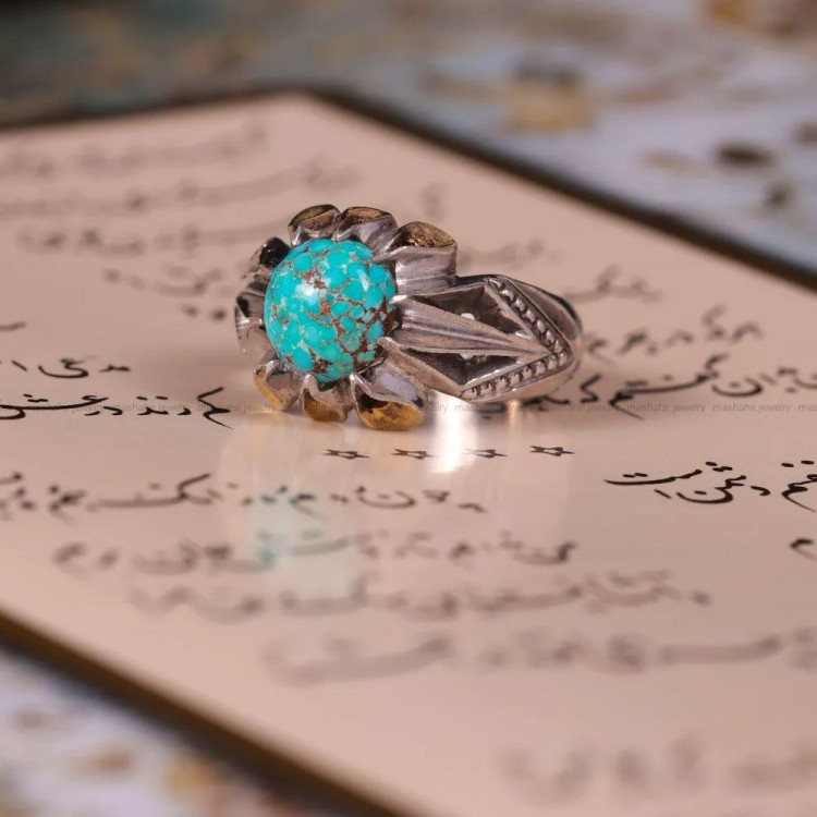 انگشتر فیروزه شجری مردانه کد 2688