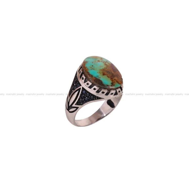انگشتر فیروزه شجری مردانه کد 2805