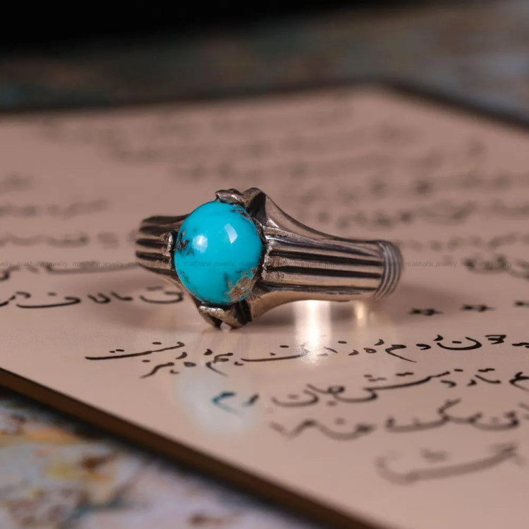 انگشتر فیروزه شجری مردانه کد 2691