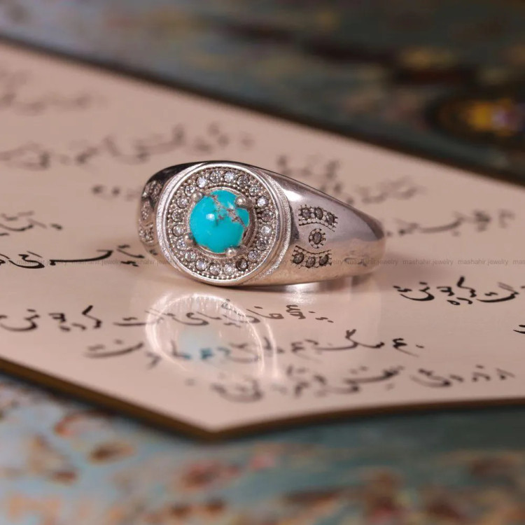انگشتر فیروزه شجری مردانه کد 2692