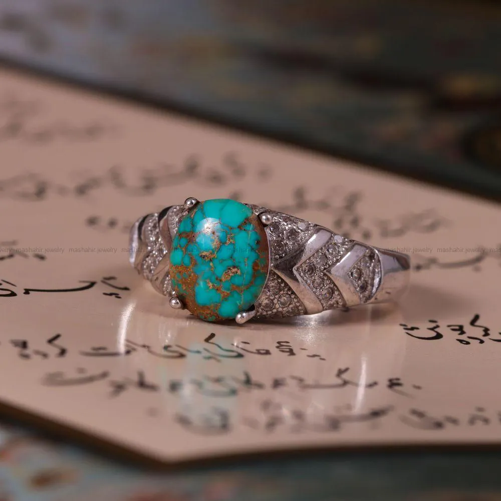 انگشتر فیروزه شجری مردانه کد 2694