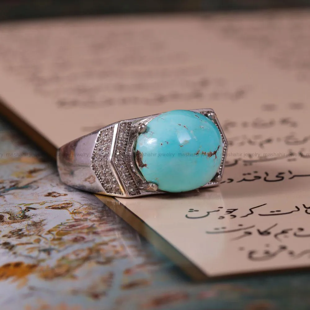 انگشتر فیروزه شجری مردانه کد 2695