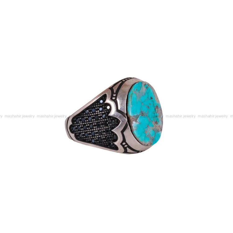 انگشتر فیروزه شجری مردانه کد 2836