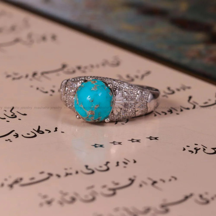 انگشتر فیروزه شجری مردانه کد 2699