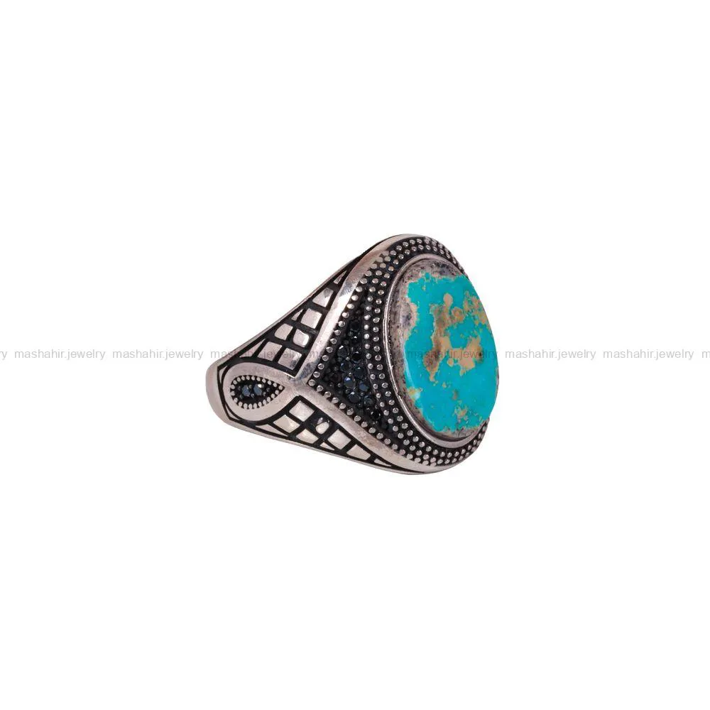 انگشتر فیروزه شجری مردانه کد 2843