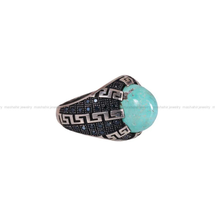 انگشتر فیروزه شجری مردانه کد 2844