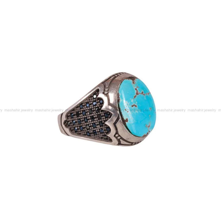 انگشتر فیروزه شجری مردانه کد 2848