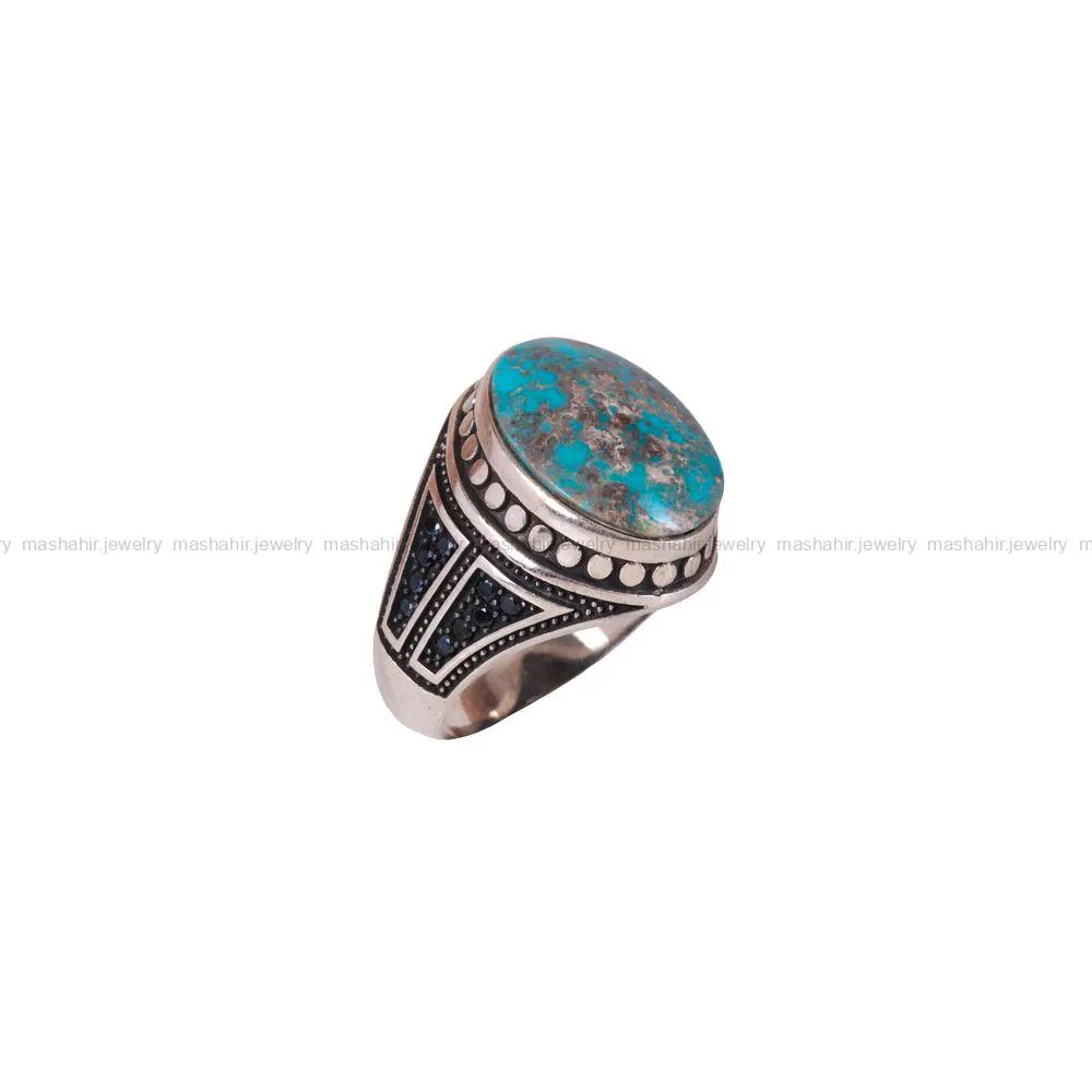 انگشتر فیروزه شجری مردانه کد 2859