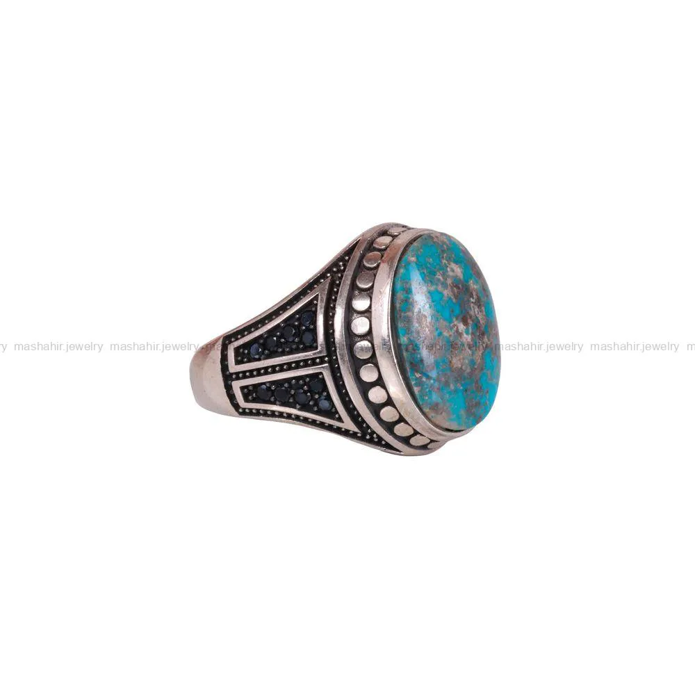 انگشتر فیروزه شجری مردانه کد 2859