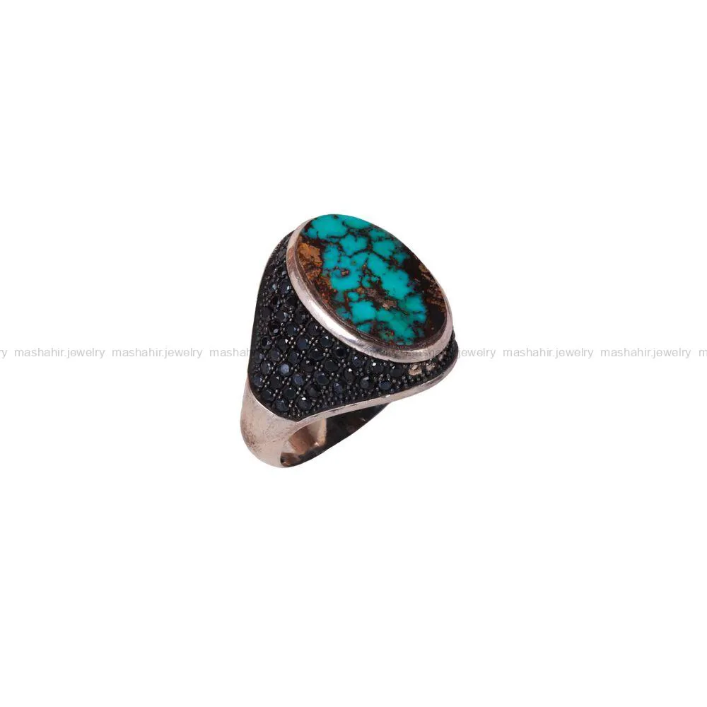انگشتر فیروزه شجری مردانه کد 2869