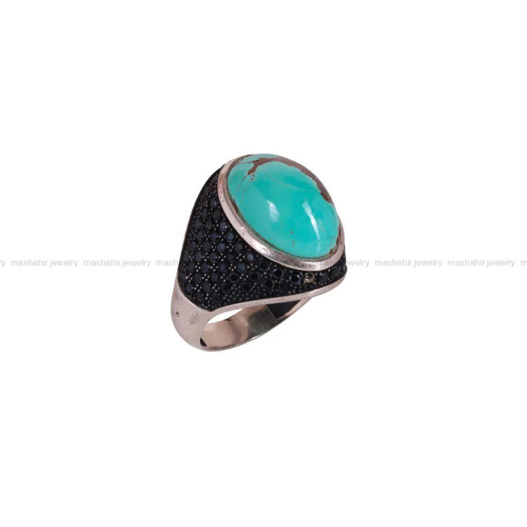 انگشتر فیروزه شجری مردانه کد 2877