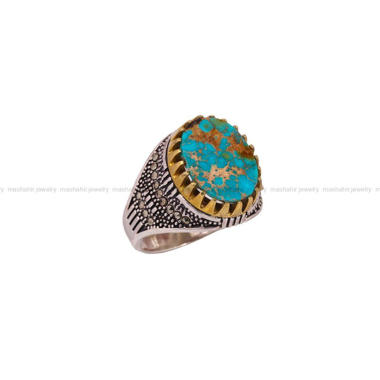 انگشتر فیروزه شجری مردانه کد 4089
