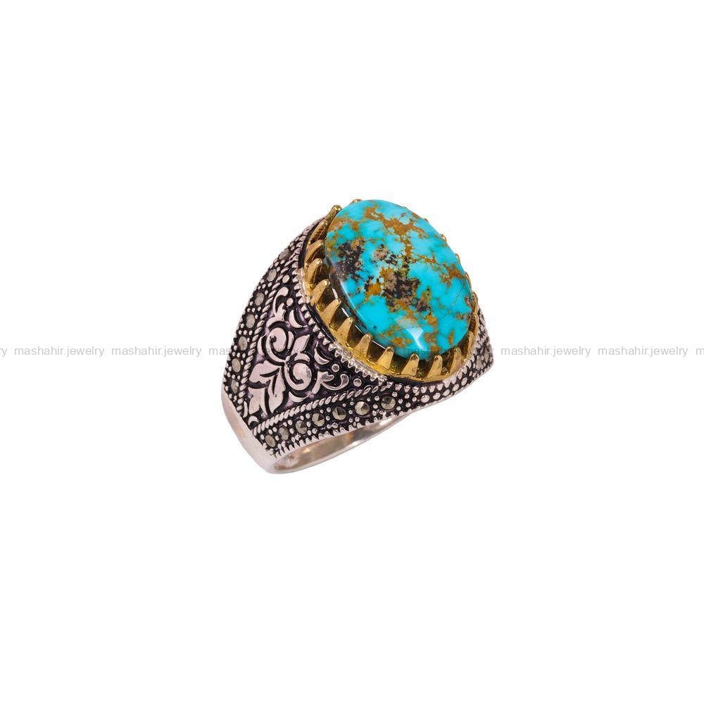 انگشتر فیروزه شجری مردانه کد 4095
