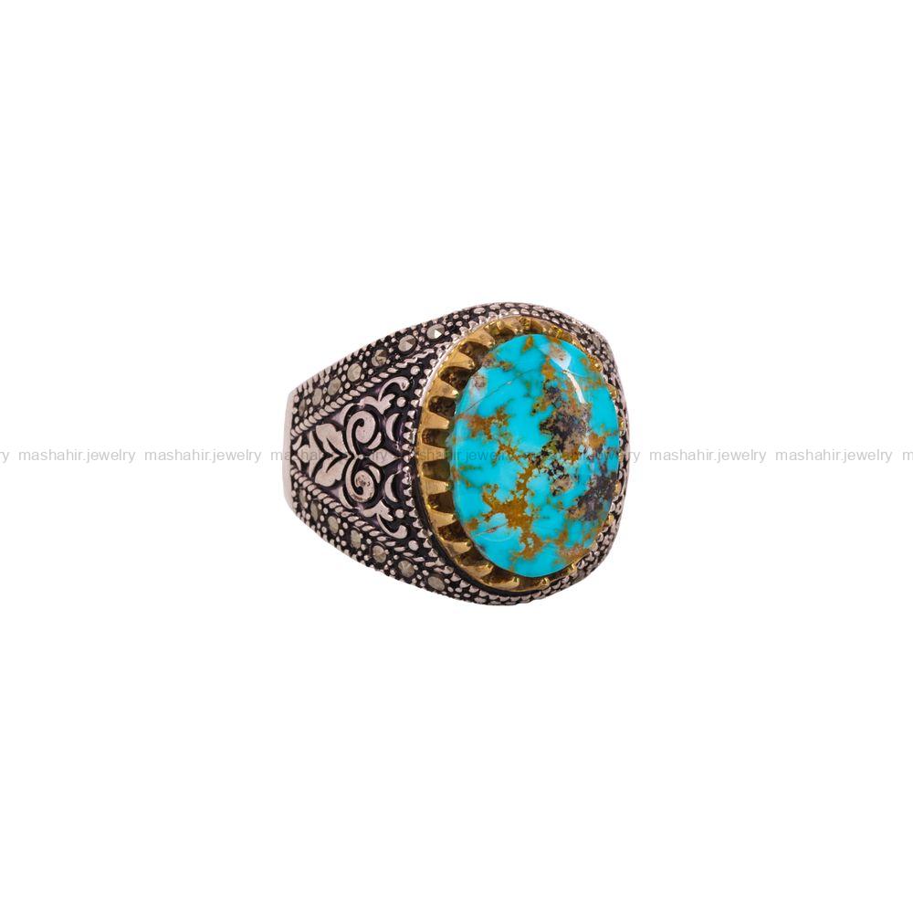 انگشتر فیروزه شجری مردانه کد 4095