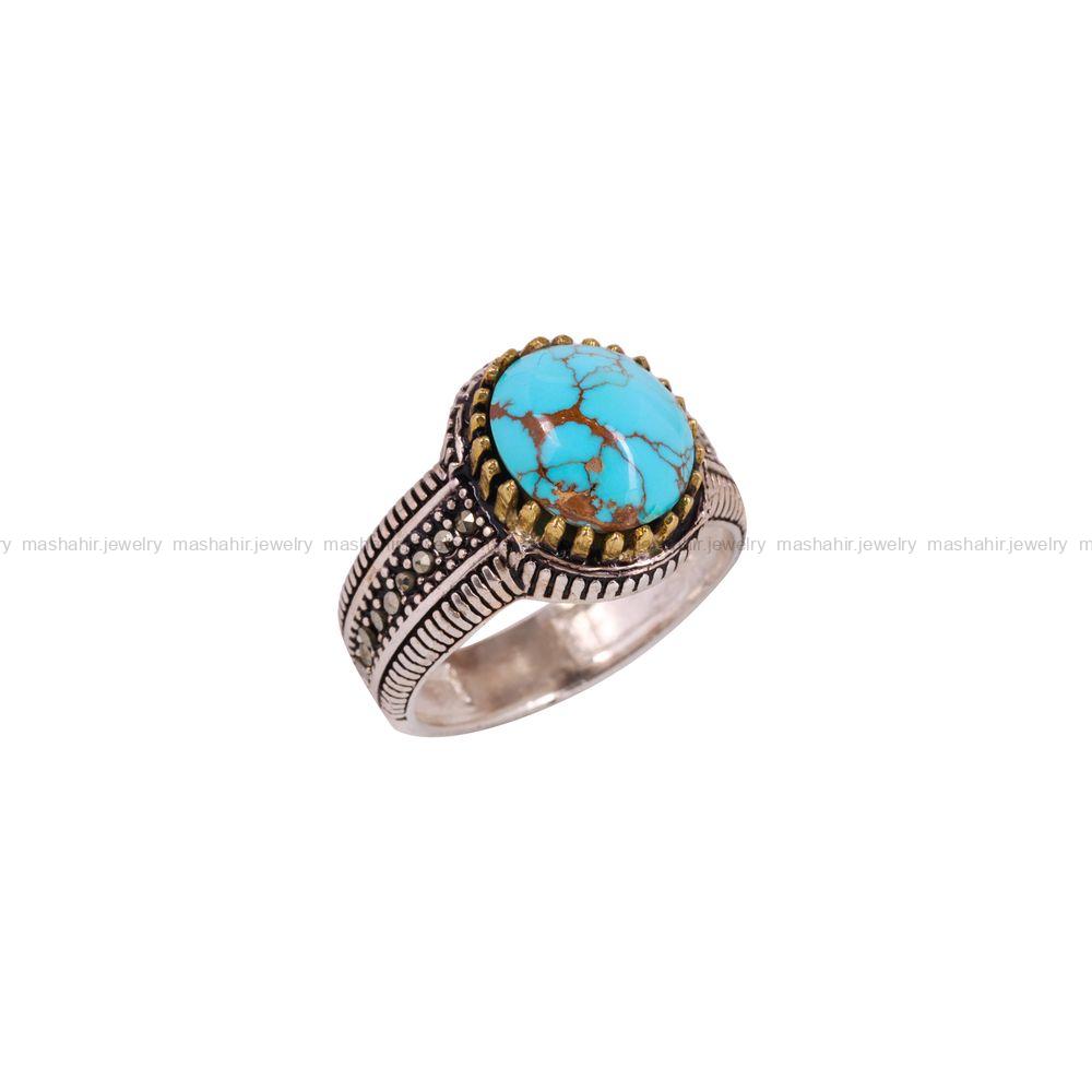 انگشتر فیروزه شجری مردانه کد 4116