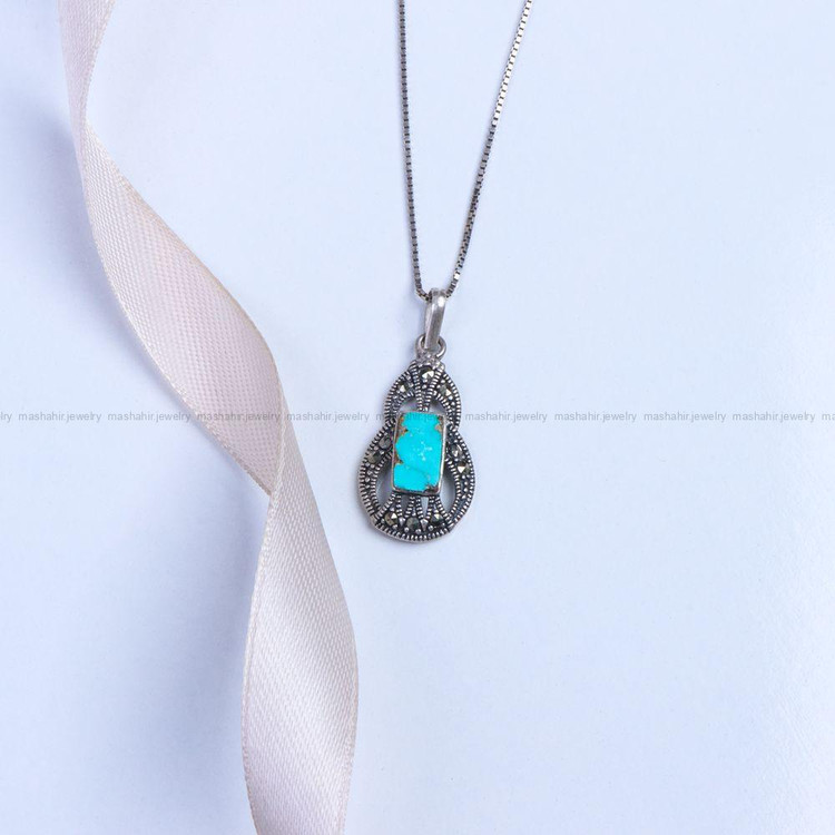 گردنبند فیروزه زنانه کد 9765